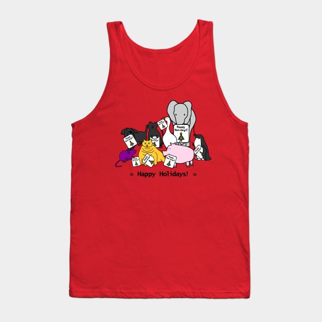 Happy Holidays from these Cute Christmas Animals Tank Top by ellenhenryart